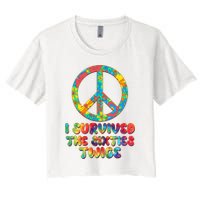 Retro Vintage I Survived The Sixties Twice Rainbow Tie Dye Crop Top