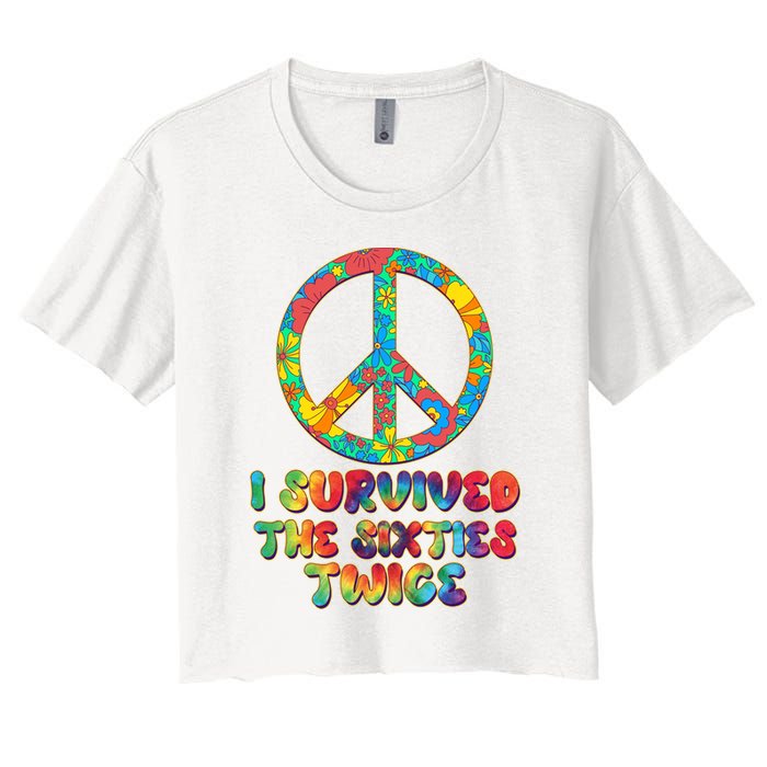 Retro Vintage I Survived The Sixties Twice Rainbow Tie Dye Crop Top