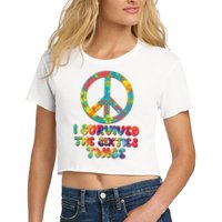 Retro Vintage I Survived The Sixties Twice Rainbow Tie Dye Crop Top