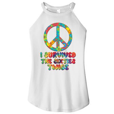 Retro Vintage I Survived The Sixties Twice Rainbow Tie Dye Women’s Perfect Tri Rocker Tank