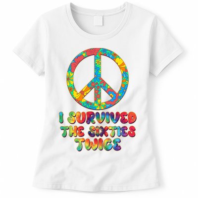 Retro Vintage I Survived The Sixties Twice Rainbow Tie Dye Womens T-Shirt