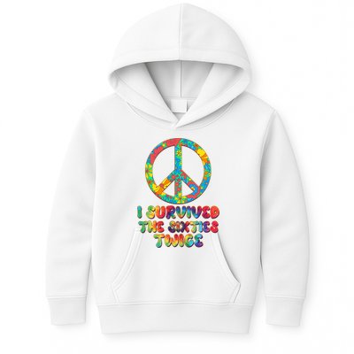 Retro Vintage I Survived The Sixties Twice Rainbow Tie Dye Kids Hoodie