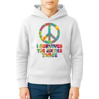 Retro Vintage I Survived The Sixties Twice Rainbow Tie Dye Kids Hoodie