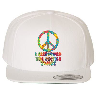 Retro Vintage I Survived The Sixties Twice Rainbow Tie Dye Wool Snapback Cap