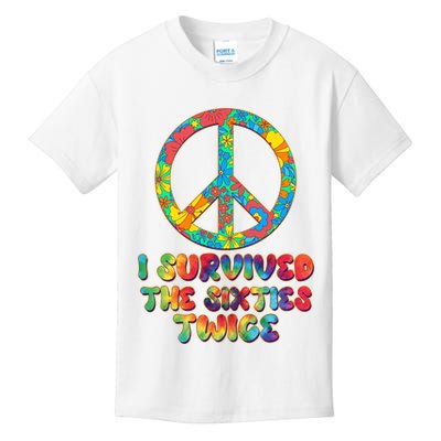 Retro Vintage I Survived The Sixties Twice Rainbow Tie Dye Kids T-Shirt