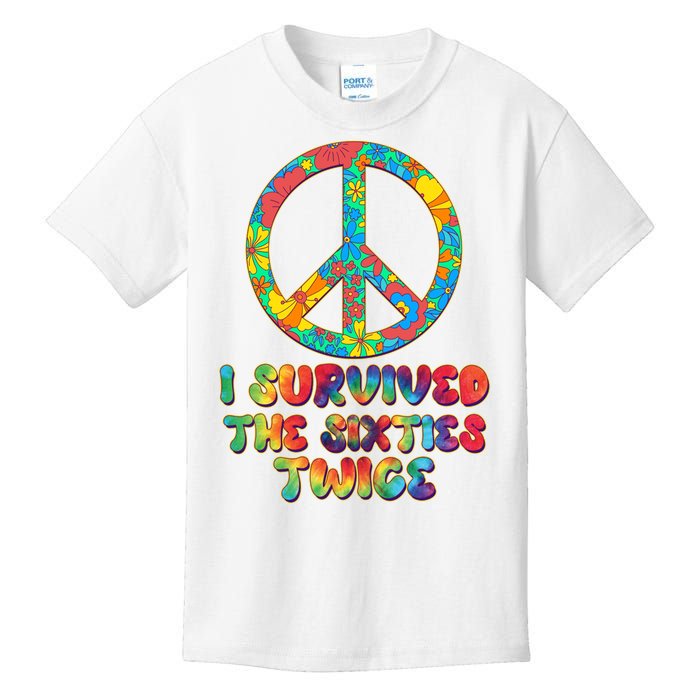 Retro Vintage I Survived The Sixties Twice Rainbow Tie Dye Kids T-Shirt