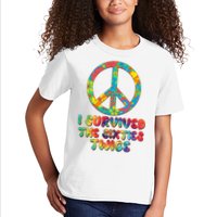 Retro Vintage I Survived The Sixties Twice Rainbow Tie Dye Kids T-Shirt