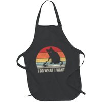 Retro Vintage I Do What I Want Funny Cat Full-Length Apron With Pockets
