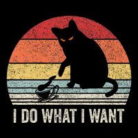 Retro Vintage I Do What I Want Funny Cat Full-Length Apron With Pockets