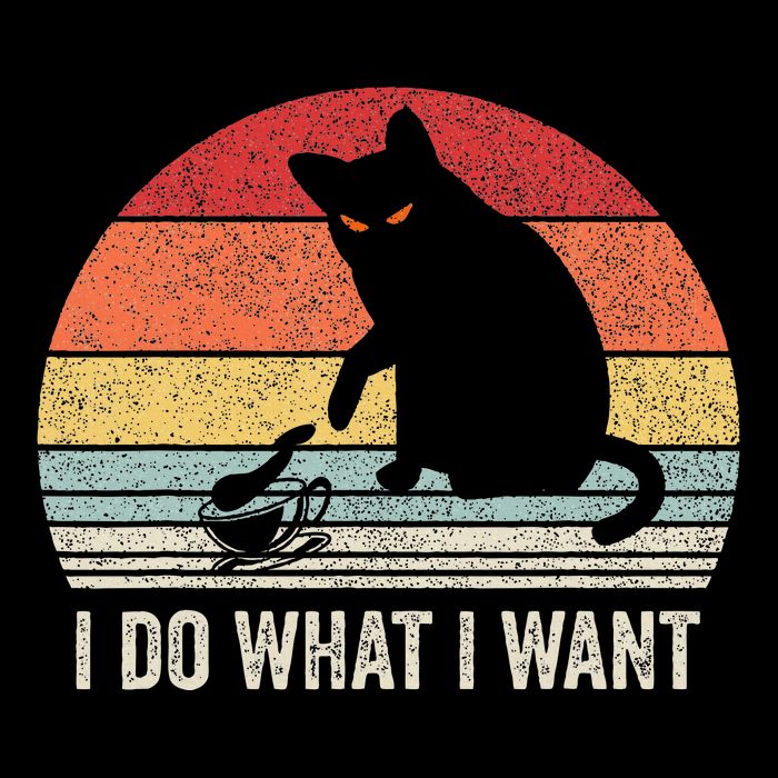 Retro Vintage I Do What I Want Funny Cat Full-Length Apron With Pockets