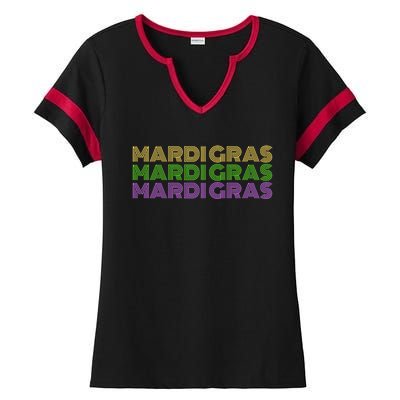 Retro Vintage I Love Mardi Gras Carnival Cute Parade Gift Ladies Halftime Notch Neck Tee