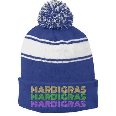 Retro Vintage I Love Mardi Gras Carnival Cute Parade Gift Stripe Pom Pom Beanie