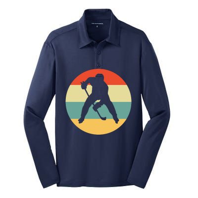 Retro Vintage Ice Hockey Silk Touch Performance Long Sleeve Polo