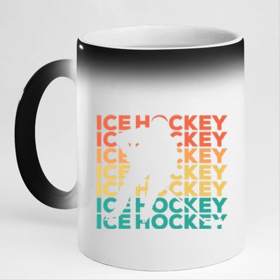 Retro Vintage Ice Hockey Gift For Ice Hockey Players 11oz Black Color Changing Mug