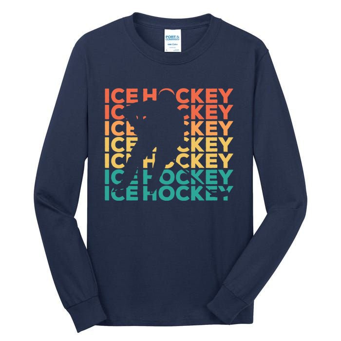 Retro Vintage Ice Hockey Gift For Ice Hockey Players Tall Long Sleeve T-Shirt