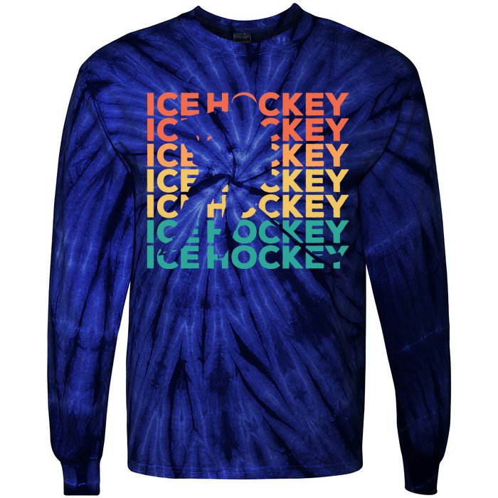 Retro Vintage Ice Hockey Gift For Ice Hockey Players Tie-Dye Long Sleeve Shirt