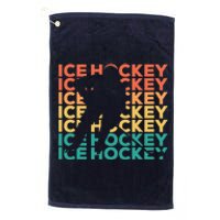 Retro Vintage Ice Hockey Gift For Ice Hockey Players Platinum Collection Golf Towel