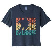 Retro Vintage Ice Hockey Gift For Ice Hockey Players Women's Crop Top Tee