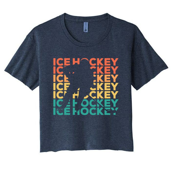 Retro Vintage Ice Hockey Gift For Ice Hockey Players Women's Crop Top Tee