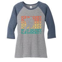 Retro Vintage Ice Hockey Gift For Ice Hockey Players Women's Tri-Blend 3/4-Sleeve Raglan Shirt