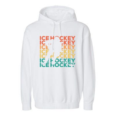 Retro Vintage Ice Hockey Gift For Ice Hockey Players Garment-Dyed Fleece Hoodie