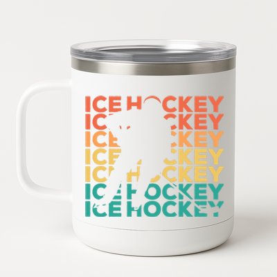 Retro Vintage Ice Hockey Gift For Ice Hockey Players 12 oz Stainless Steel Tumbler Cup