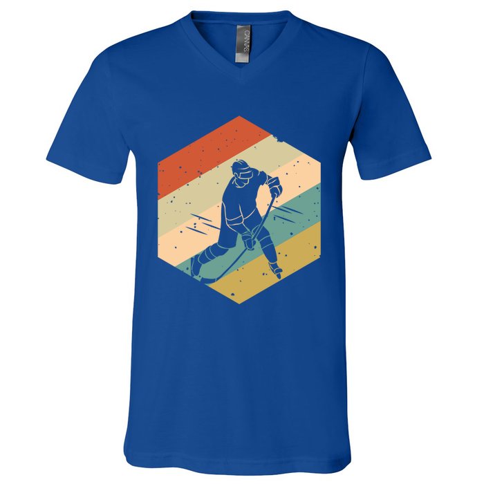 Retro Vintage Ice Hockey And Gift V-Neck T-Shirt