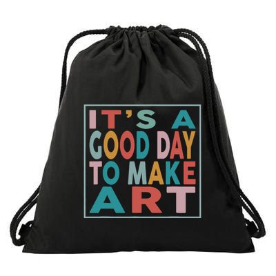 Retro Vintage Its A Good Day To Make Art Drawstring Bag