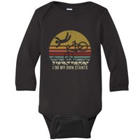 Retro Vintage I Do My Own Stunts Bike Lovers Gift Baby Long Sleeve Bodysuit