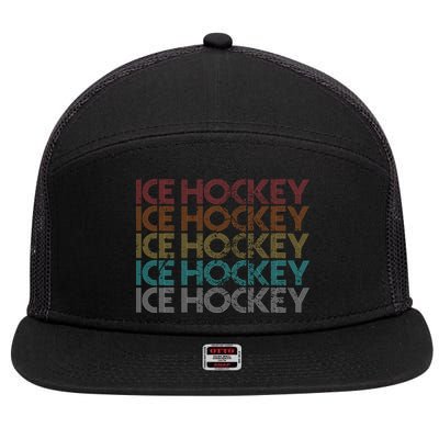 Retro Vintage Ice Hockey Meaningful Gift 7 Panel Mesh Trucker Snapback Hat