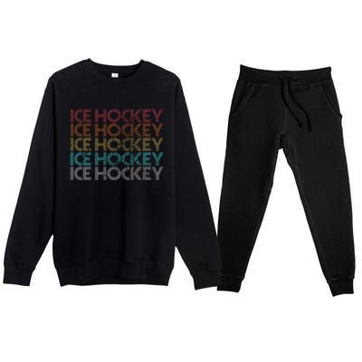 Retro Vintage Ice Hockey Meaningful Gift Premium Crewneck Sweatsuit Set