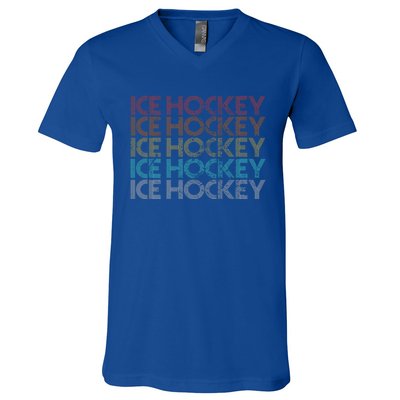 Retro Vintage Ice Hockey Meaningful Gift V-Neck T-Shirt