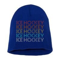 Retro Vintage Ice Hockey Meaningful Gift Short Acrylic Beanie