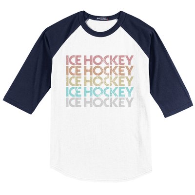 Retro Vintage Ice Hockey Meaningful Gift Baseball Sleeve Shirt