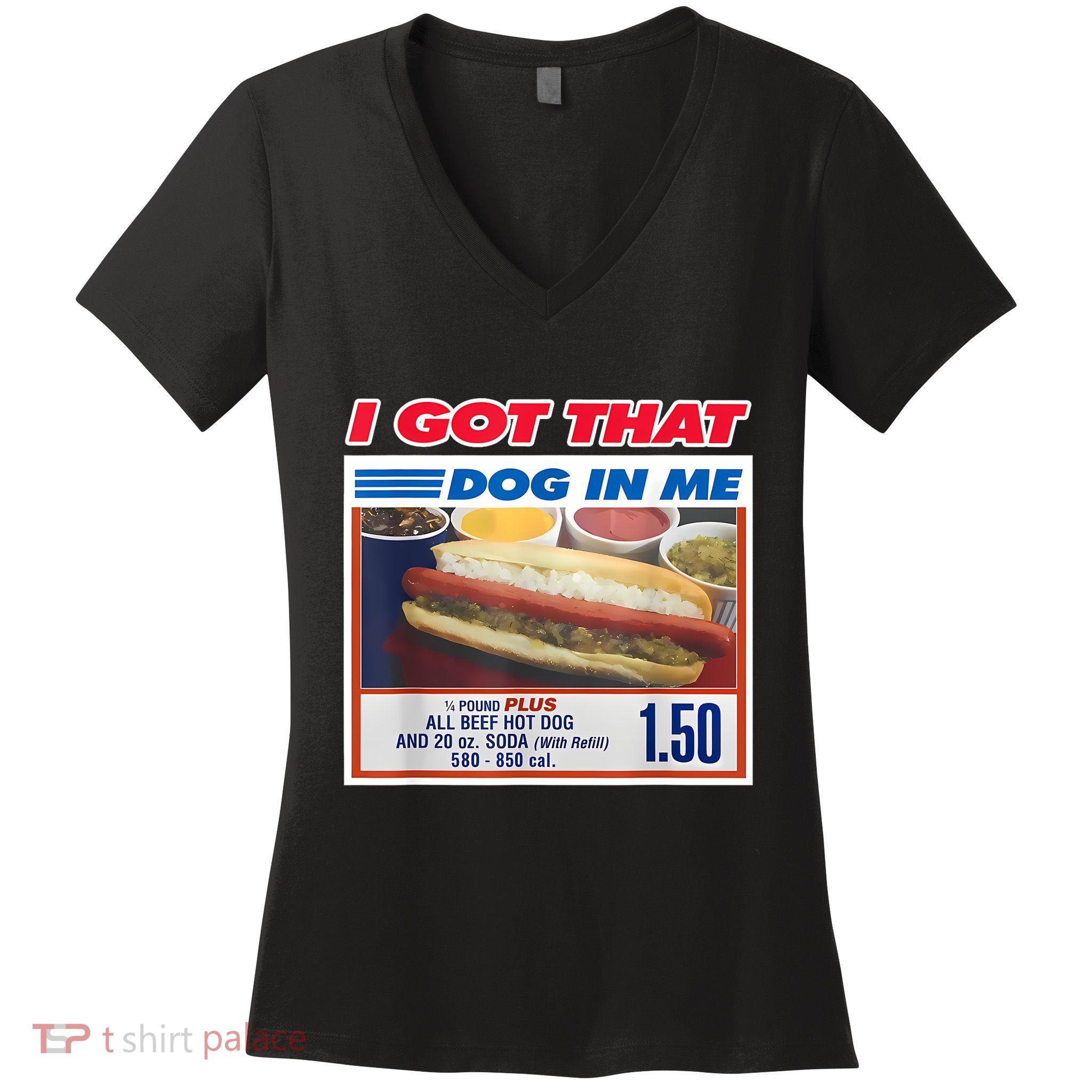 Retro Vintage I Got That Dog In Me Funny Hotdog Women Women's V-Neck T-Shirt