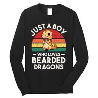 Retro Vintage Just A Boy Who Loves Bearded Dragons Lover Long Sleeve Shirt