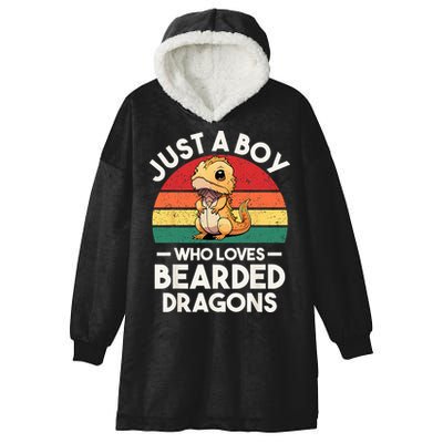 Retro Vintage Just A Boy Who Loves Bearded Dragons Lover Hooded Wearable Blanket