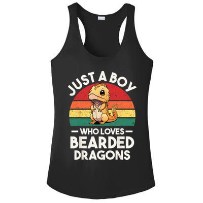Retro Vintage Just A Boy Who Loves Bearded Dragons Lover Ladies PosiCharge Competitor Racerback Tank