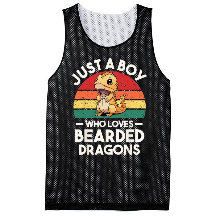 Retro Vintage Just A Boy Who Loves Bearded Dragons Lover Mesh Reversible Basketball Jersey Tank