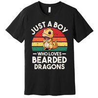 Retro Vintage Just A Boy Who Loves Bearded Dragons Lover Premium T-Shirt