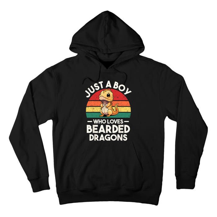 Retro Vintage Just A Boy Who Loves Bearded Dragons Lover Tall Hoodie