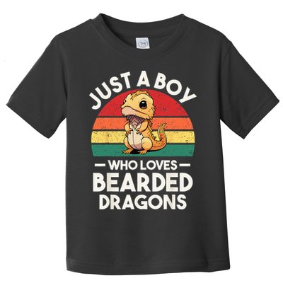 Retro Vintage Just A Boy Who Loves Bearded Dragons Lover Toddler T-Shirt