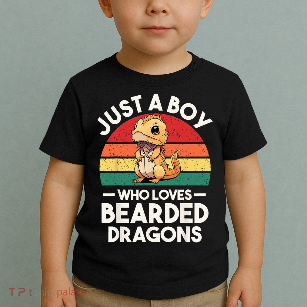 Retro Vintage Just A Boy Who Loves Bearded Dragons Lover Toddler T-Shirt