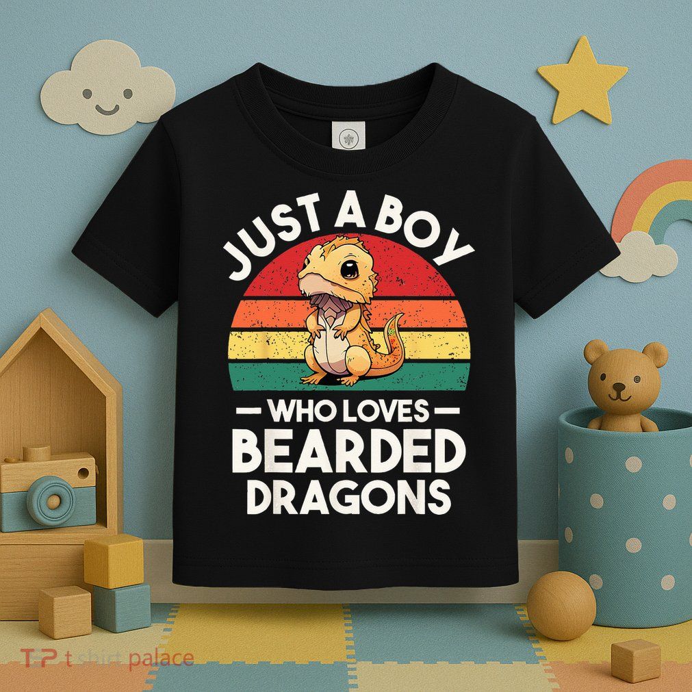 Retro Vintage Just A Boy Who Loves Bearded Dragons Lover Toddler T-Shirt