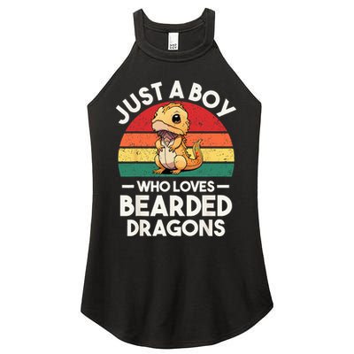 Retro Vintage Just A Boy Who Loves Bearded Dragons Lover Women's Perfect Tri Rocker Tank