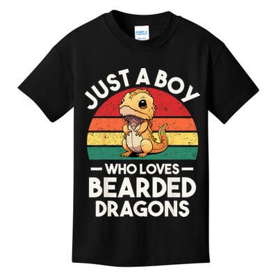 Retro Vintage Just A Boy Who Loves Bearded Dragons Lover Kids T-Shirt