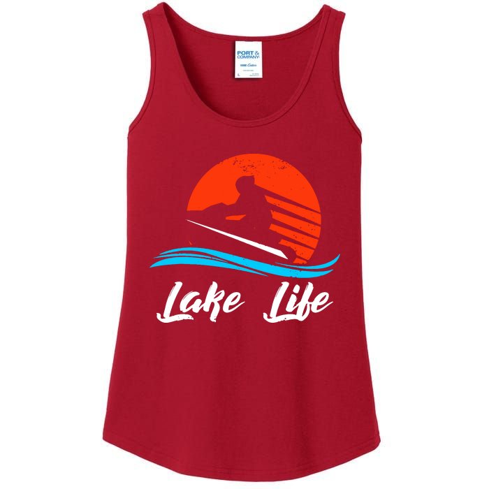 Retro Vintage Jet Ski Lake Lifewater Ladies Essential Tank