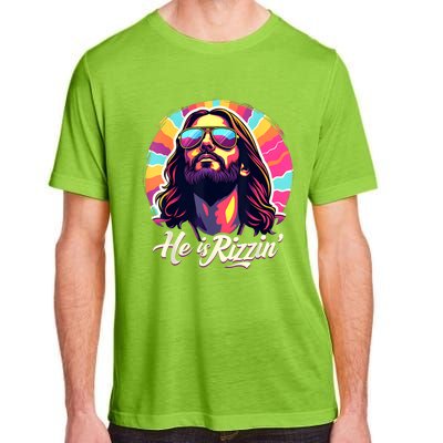 Retro Vintage Jesus Christian He Is Rizzin Jesus Is Rizzen Adult ChromaSoft Performance T-Shirt