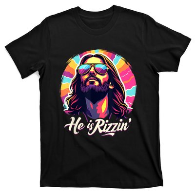 Retro Vintage Jesus Christian He Is Rizzin Jesus Is Rizzen T-Shirt