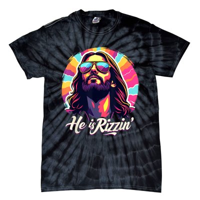 Retro Vintage Jesus Christian He Is Rizzin Jesus Is Rizzen Tie-Dye T-Shirt